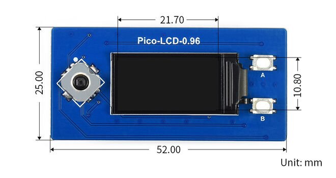 0.96inch LCD Display Module for Raspberry Pi Pico, 65K Colors, 160×80, SPI