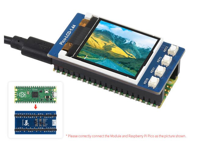 1.44inch LCD Display Module for Raspberry Pi Pico, 65K Colors, 128×128, SPI