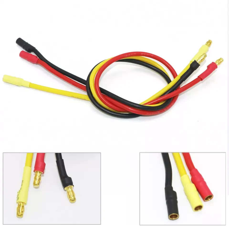 3.5mm Banana Plug Extension Cable - 30cm 16AWG - Black - Thumbnail