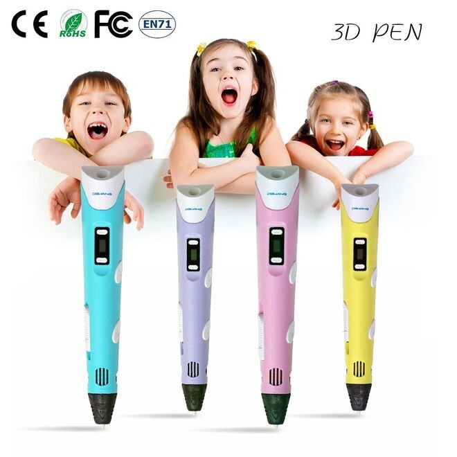3D Kalem V2 - Sarı (Renkli Filament Seti Hediyeli)
