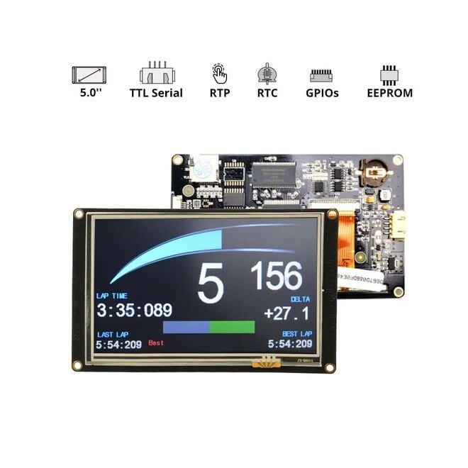 NX8048K050 – 5 Inch Nextion HMI Dokunmatik TFT Lcd Ekran + 8 Port GPIO / 32 MB Dahili Hafıza