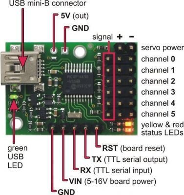 6 Channel USB Servo Motor Control Board