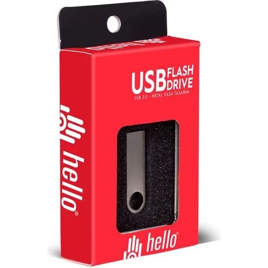 64GB Metal USB Flash Bellek Metal Kutulu Hello