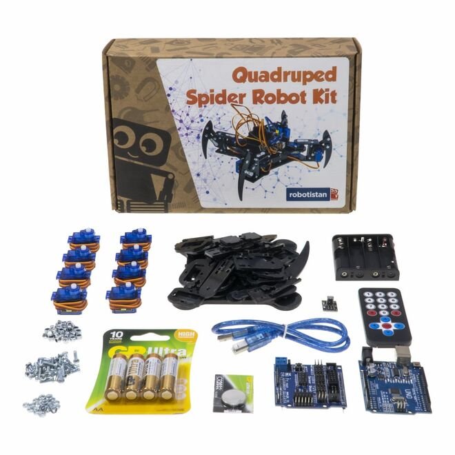 Arduino spider robot system with electronic components