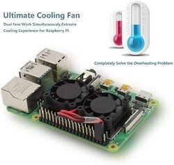 Çift Fanlı Soğutucu (Raspberry Pi 3B+/4B Uyumlu) - Thumbnail