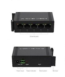 Endüstriyel 5 Port Gigabit Ethernet Switch - DIN Ray Montajlı - Thumbnail