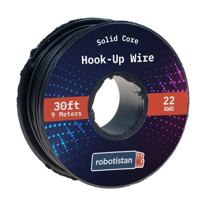 Hook-Up Wire Spool Black (26 AWG, 9 meter, Solid Core)