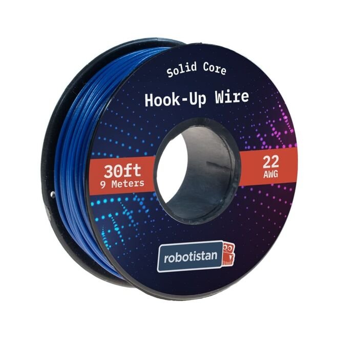 Hook-Up Wire Spool Blue (22 AWG, 9 meter, Solid Core)