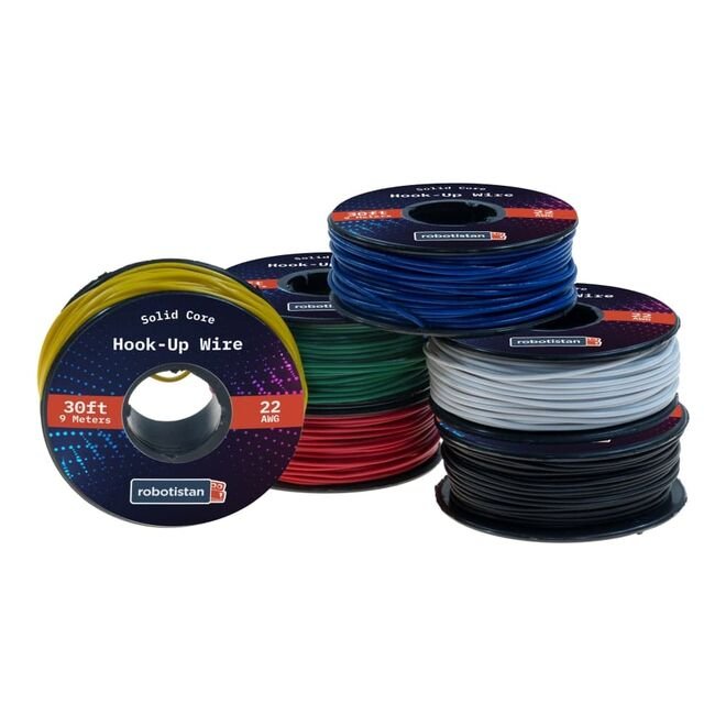 Hook-Up Wire Spool Blue (22 AWG, 9 meter, Solid Core)