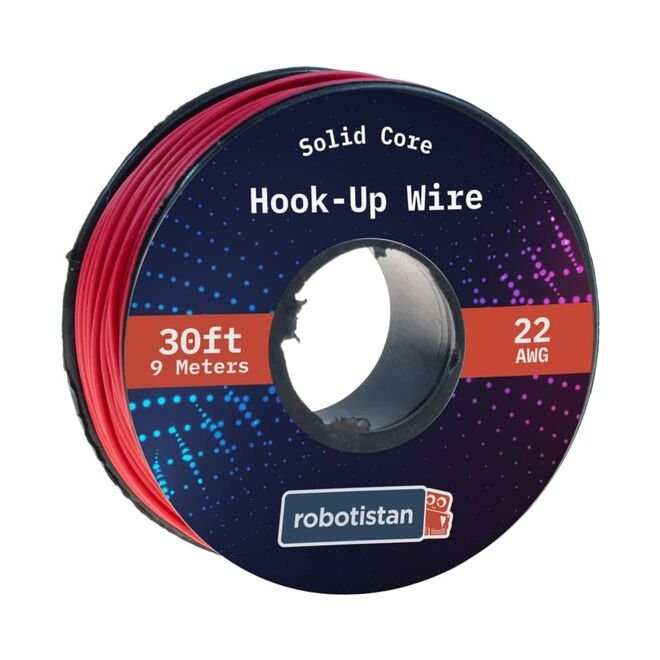 Hook-Up Wire Spool Red (26 AWG, 9 meter, Solid Core)