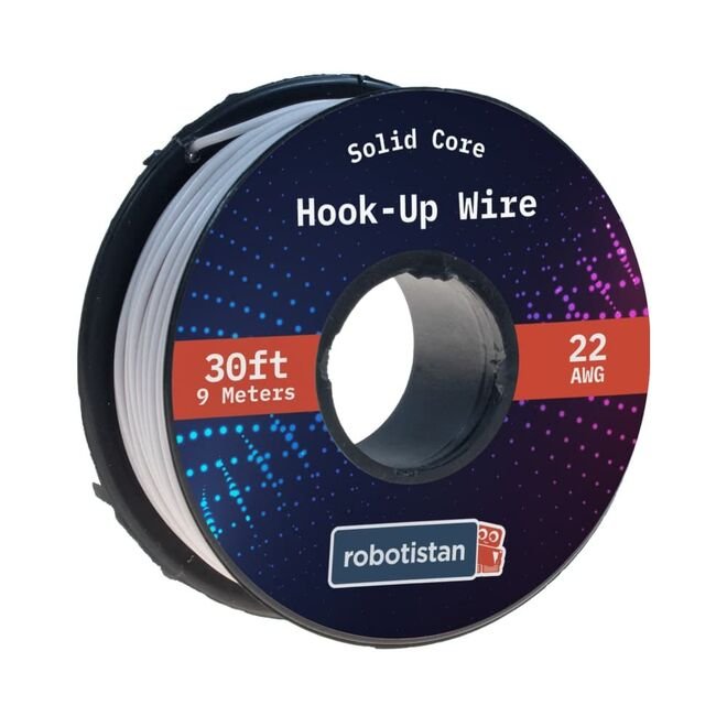 Hook-Up Wire Spool White (22 AWG, 9 meter, Solid Core)