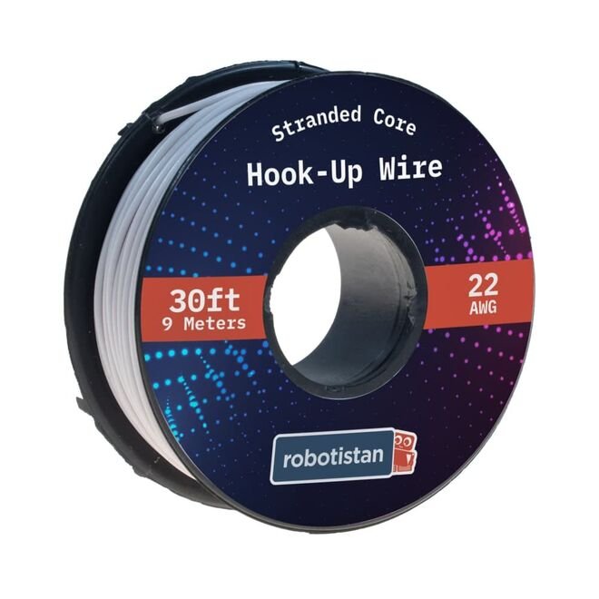 Hook-Up Wire Spool White (22 AWG, 9 meter, Stranded Core)
