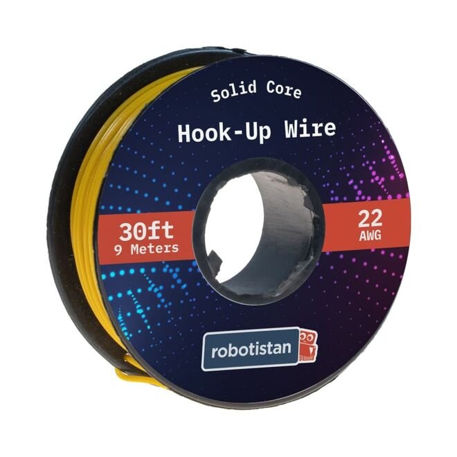 Hook-Up Wire Spool Yellow (22 AWG, 9 meter, Solid Core)