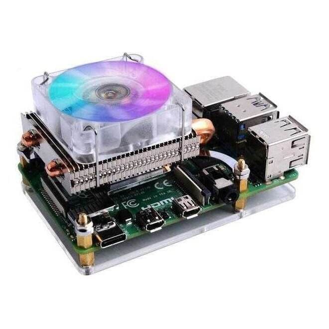 Low-Profile CPU Cooler with RGB Cooling Fan for Raspberry Pi 4