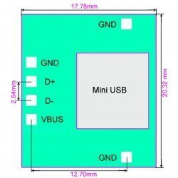Mini USB Type-B (Female) to DIP Converter - Thumbnail
