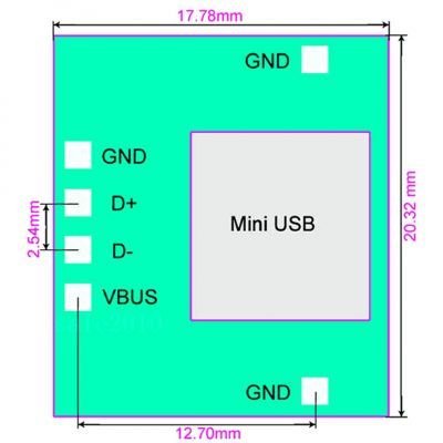 Mini USB Type-B (Female) to DIP Converter