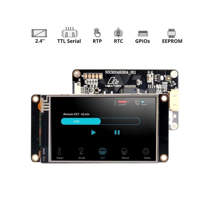 NX3224K024 – 2.4 Inch Nextion HMI Touch TFT Lcd Screen + 8 Port GPIO / 16MB Internal Memory