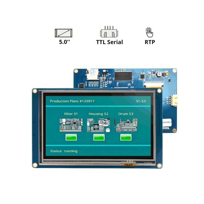 NX8048T050 – 5 Inch Nextion HMI Touch TFT Lcd Screen - 16MB Internal Memory