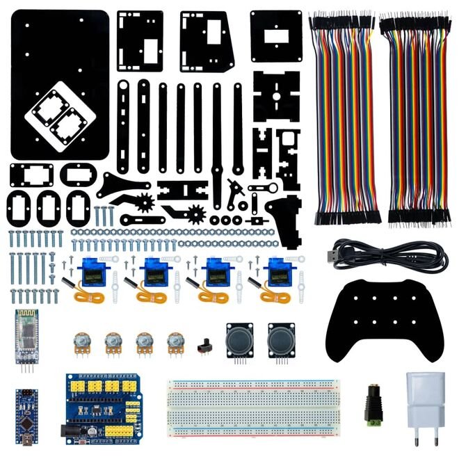 REX Discovery Serisi 4in1 Arduino Pleksi Robot Kol - Elektronikli (Joystick Kol ile Birlikte)