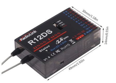 Radiolink R12DS 2.4G AT9 AT9S Kumanda için 12 Kanal DSSS FHSS Alıcısı