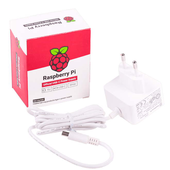 Raspberry Pi 4 Lisanslı Güç Adaptörü 5V 3A USB-C Beyaz