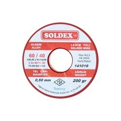 Soldex 0.5 mm 200 g Lehim Teli (%60 Sn / %40 Pb) - Thumbnail