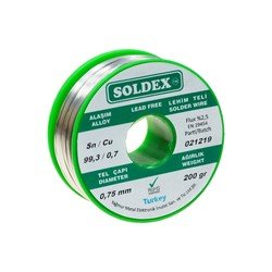 Soldex 0.75 mm 200 g Kurşunsuz Lehim Teli (%99,3 Sn / %0,7 Cu) - Thumbnail
