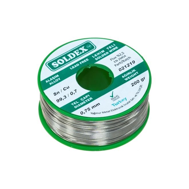 Soldex 0.75 mm 200 gr Leadless Soldering Wire (%99,3 Sn / %0,7 Cu)