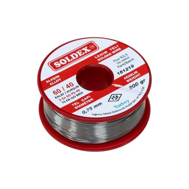 Soldex 0.75 mm 200 gr Soldering Wire (%60 Sn / %40 Pb)