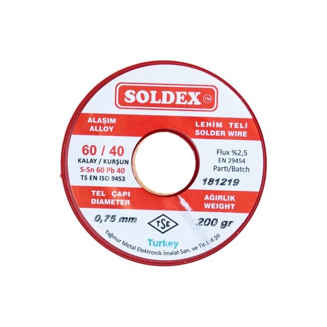 Soldex 0.75 mm 200 gr Soldering Wire (%60 Sn / %40 Pb)