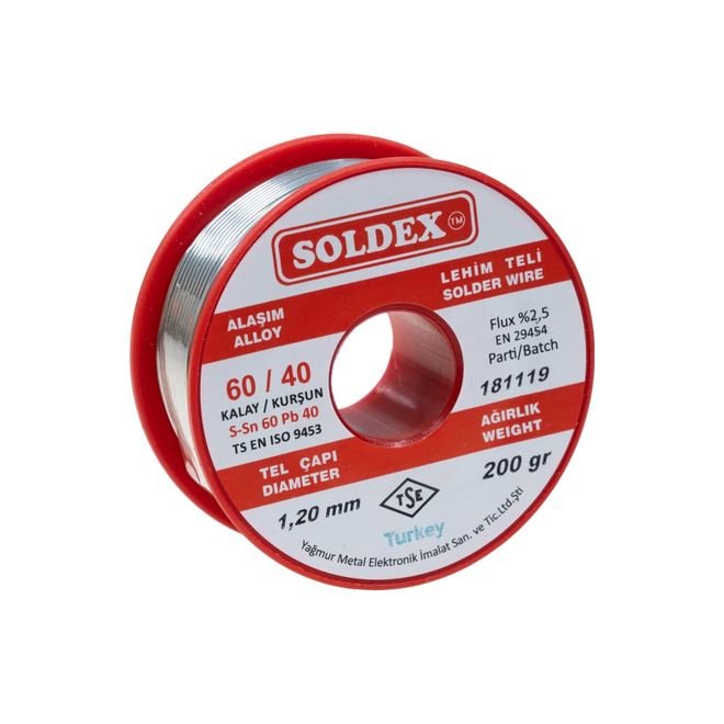 Soldex 1.2 mm 200 g Lehim Teli (%60 Sn / %40 Pb)