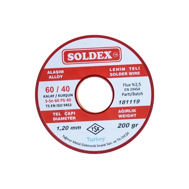 Soldex 1.2 mm 200 gr Soldering Wire (%60 Sn / %40 Pb)