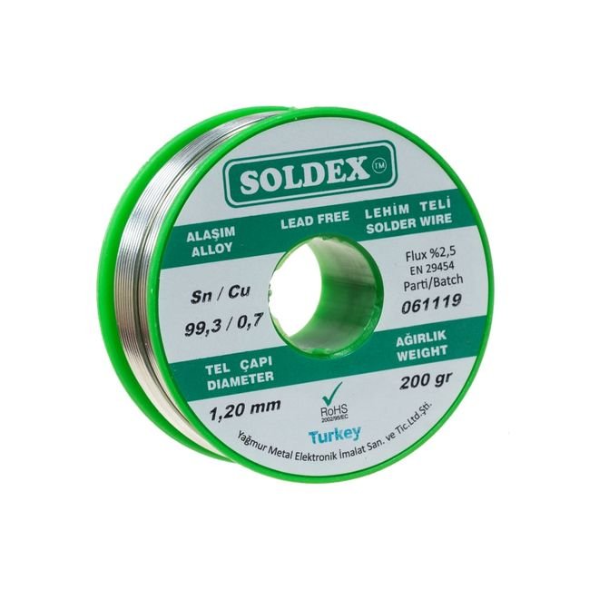 Soldex 1.20 mm 200 g Kurşunsuz Lehim Teli (%99,3 Sn / %0,7 Cu)