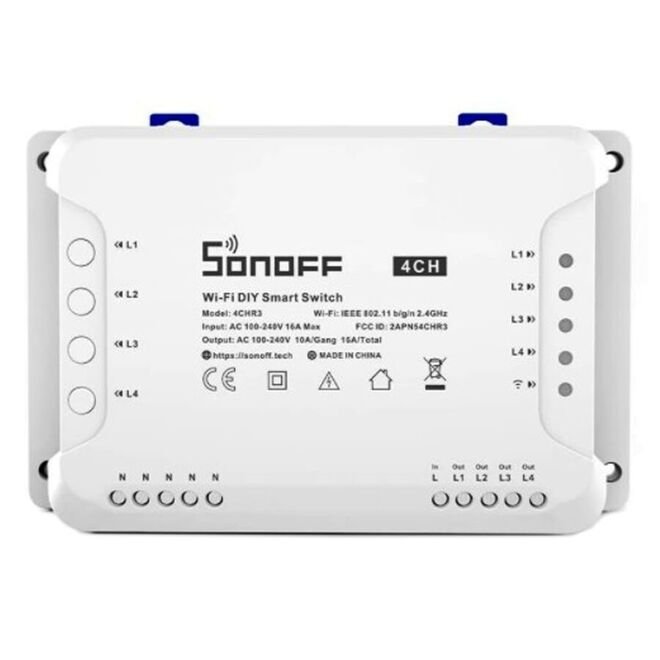 Sonoff 4CHR3 - 4-Channel Smart Relay Board - Google and Alexa Compatible