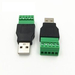 USB-A Erkek Soket - 5 Pinli Terminal Blok - Thumbnail