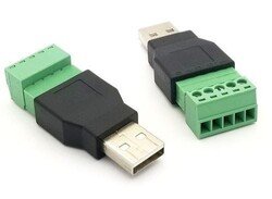 USB-A Erkek Soket - 5 Pinli Terminal Blok - Thumbnail